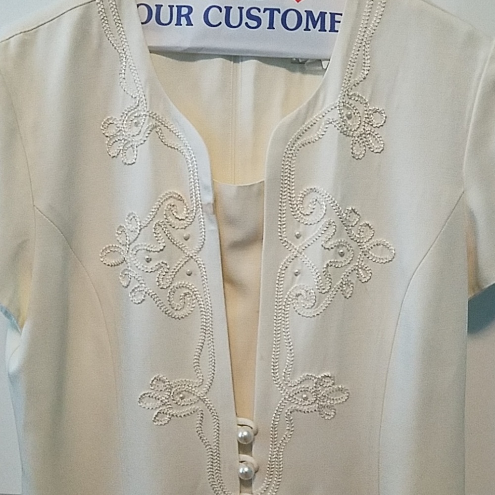 Cream Colored Cocktail Dress Vintage - Picture 3 of 5